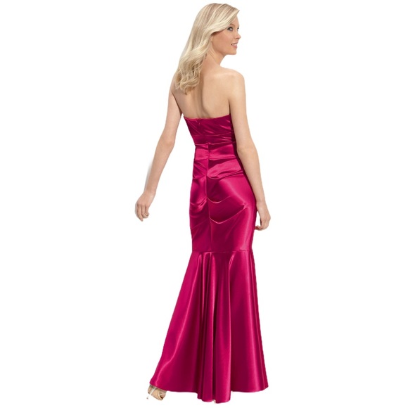 NWT Xscape Red Strapless Satin Mermaid Gown - Picture 2 of 6